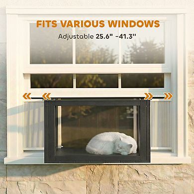 PawHut Window Catio Outdoor Cat Enclosure Adjustable 25inch41inch