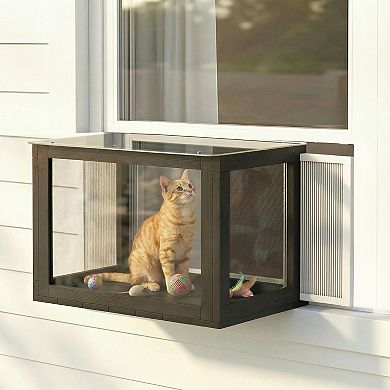 PawHut Window Catio Outdoor Cat Enclosure Adjustable 25inch41inch