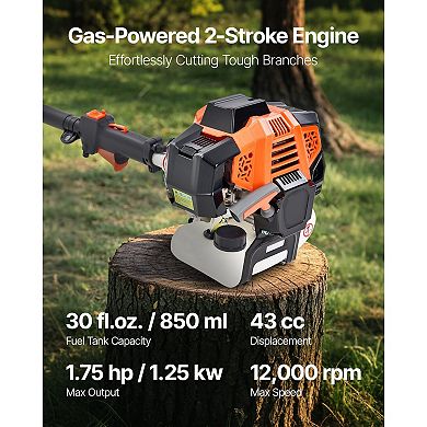 Gas-Powered Pole Saw 43cc 2-Stroke Engine