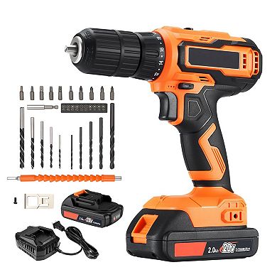 Cordless Drill Driver with Dual Speed, LED Light, and Ergonomic Handle