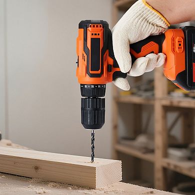 Cordless Drill Driver with Dual Speed, LED Light, and Ergonomic Handle