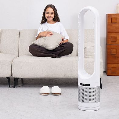 Bladeless Tower Fan with HEPA Filter, 8 Speeds, Remote Control