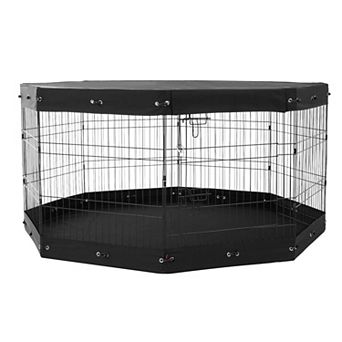 8-Panel Pet Playpen with Zip Top Cover, 30-Inch Indoor and Outdoor Dog Pen