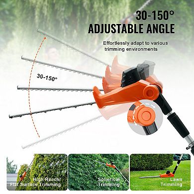 Cordless Battery Hedge Trimmer with 7494" Telescoping Pole and Safety Switches