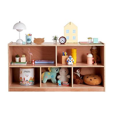5-Compartment Wood Cubby Storage Cabinet for Bedroom or Classroom