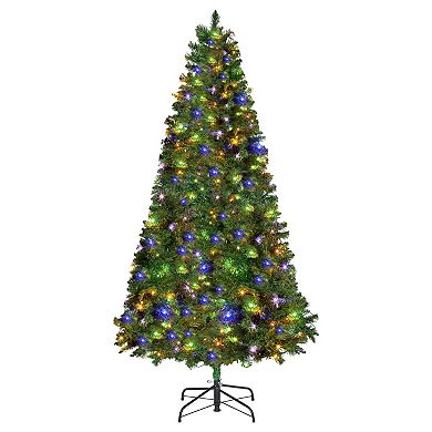 Prelit Artificial Christmas Tree with Multicolor LED Lights and Remote