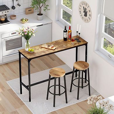 Modern Pub Table with Footrest for Kitchen or Dining Room