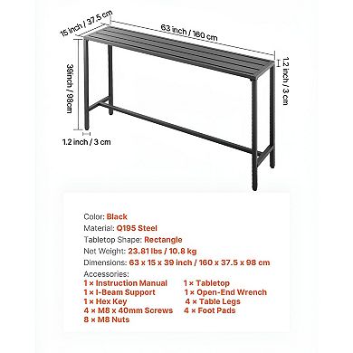 Patio Bar Table for 24 with Galvanized Steel Top