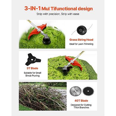 Gas String Trimmer and Brush Cutter 42.7CC for Lawn Edging and Overgrown Areas