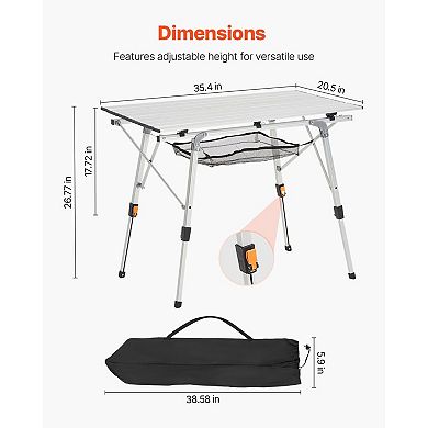 Adjustable Folding Camping Table 35 in for Picnics, Tailgates, RVs, and Outdoor Use