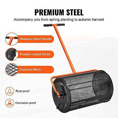 Adjustable Handle Garden Spreader for Soil, Fertilizer, and Lawn Amendments