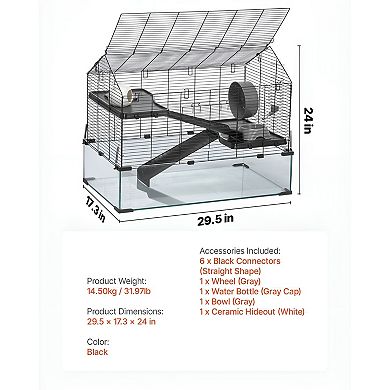 Compact Hamster Cage with Ventilation Holes, Washable Panels, Easy Assembly