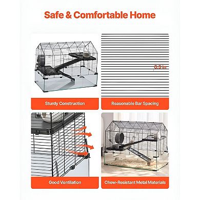 Compact Hamster Cage with Ventilation Holes, Washable Panels, Easy Assembly