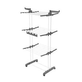 Indoor Outdoor Laundry Rack with Swivel Casters and Lockable Wheels