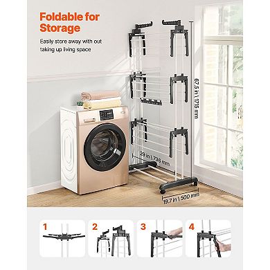 Indoor Outdoor Laundry Rack with Swivel Casters and Lockable Wheels