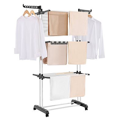Indoor Outdoor Laundry Rack with Swivel Casters and Lockable Wheels