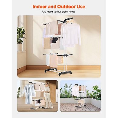 Indoor Outdoor Laundry Rack with Swivel Casters and Lockable Wheels