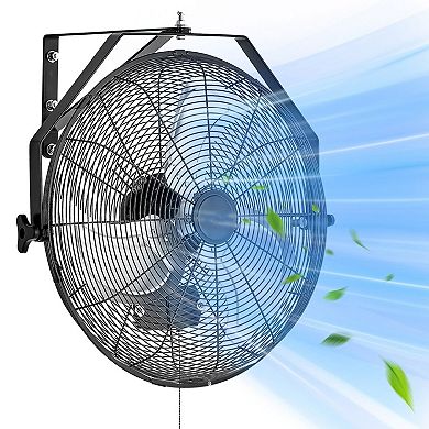 Industrial Wall Mount Fan with 3 Speeds, Adjustable Head
