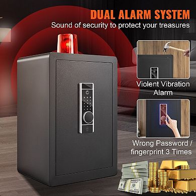 Biometric Lock Safe with Fingerprint Reader, Keypad, and Key Access
