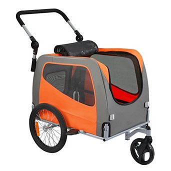 Dog Bike Trailer Convertible to Stroller with Adjustable Handle