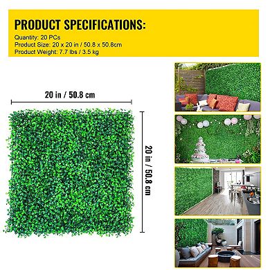 20-Pack Boxwood Hedge Wall Panels 20 x 20 in for Indoor and Outdoor Privacy