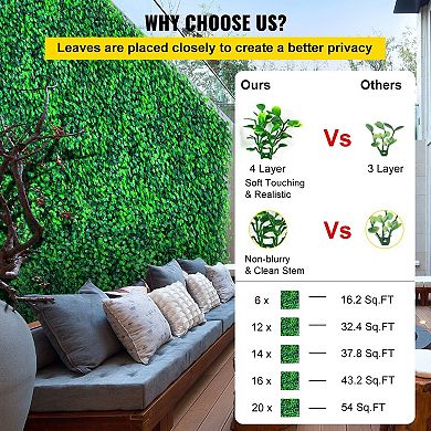 20-Pack Boxwood Hedge Wall Panels 20 x 20 in for Indoor and Outdoor Privacy