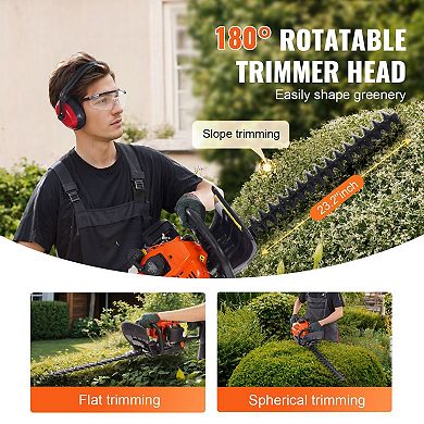 Gas-Powered Hedge Trimmer for Shrubs and Hedges with Adjustable Cutting Head