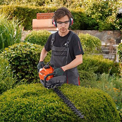 Gas-Powered Hedge Trimmer for Shrubs and Hedges with Adjustable Cutting Head