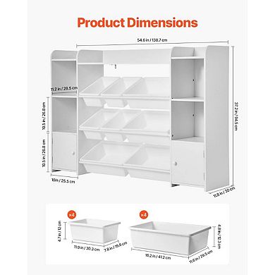 Multi-Functional Storage Organizer with 8 Slanted Bins, 4 Shelves, and 2 Cabinets