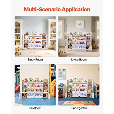 Multi-Functional Storage Organizer with 8 Slanted Bins, 4 Shelves, and 2 Cabinets