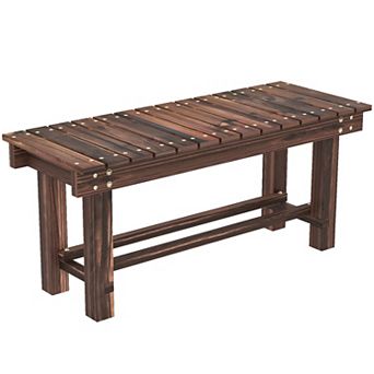 Outsunny Wooden Garden Bench 0.8" Seater 35.4", Carbonized Wood