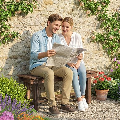 Outsunny Wooden Garden Bench 0.8inch Seater 35.4inch, Carbonized Wood