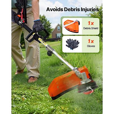 Gas Hedge and Yard Trimmer with Adjustable Head, Edger, and Brush Cutter