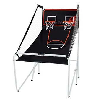 Foldable Basketball Arcade Game with Dual Hoops, Sound Effects, and 4 Balls