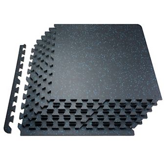 Interlocking Gym Floor Tiles for Yoga, Cardio, Strength Training , 6 Tiles