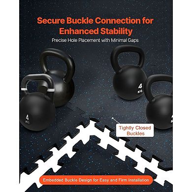 Interlocking Gym Floor Tiles for Yoga, Cardio, Strength Training , 6 Tiles