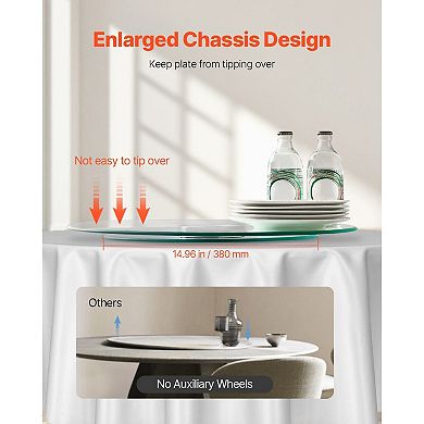 20" Round Glass Lazy Susan Turntable with 360° Rotation and 110 lb Load Capacity