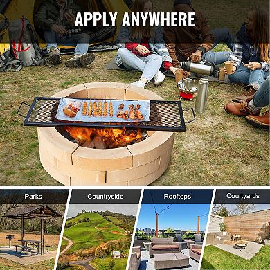 Fire Pit Grill Grate with Handle for Camping and Backyard Use