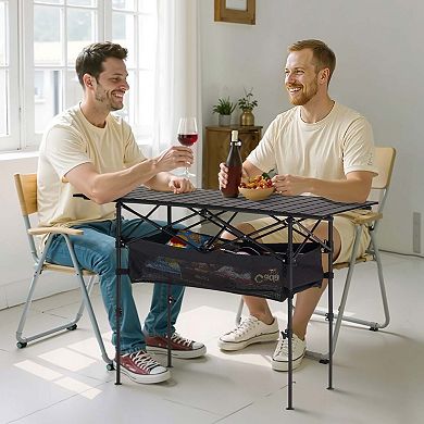 Adjustable Folding Camping Table 47 in for Picnics, Tailgates, RVs, and Outdoor Use