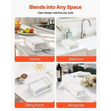 Compact Acrylic Napkin Holder for Tables, Counters, or Vanities