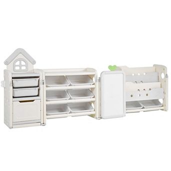Multi-Functional Storage and Activity Organizer with Bookshelf and Drawing Board
