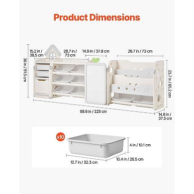Multi-Functional Storage and Activity Organizer with Bookshelf and Drawing Board