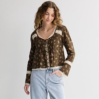 Juniors' Love, Fire Long Sleeve Fly Away Top