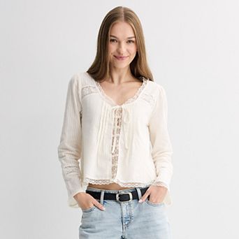 Juniors' Love, Fire Long Sleeve Fly Away Top