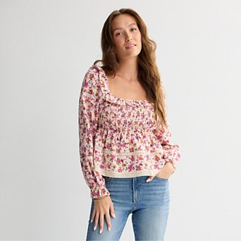 Juniors' Love, Fire Long Sleeve Fly Away Top