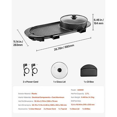 Electric Tabletop Hot Pot and Grill Combo for Family Meals or Gatherings