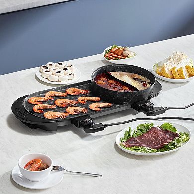 Electric Tabletop Hot Pot and Grill Combo for Family Meals or Gatherings