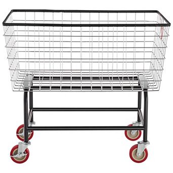 Heavy-Duty Rolling Laundry Cart with Lockable Swivel Wheels and Steel Tubing Base