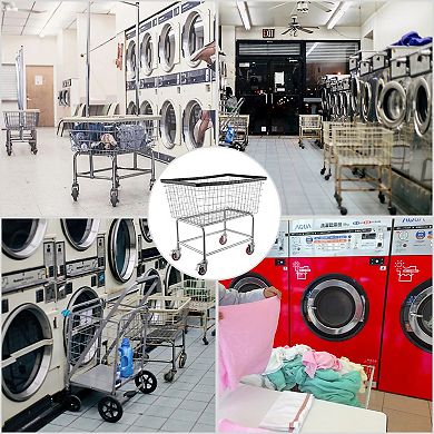 Heavy-Duty Rolling Laundry Cart with Lockable Swivel Wheels and Steel Tubing Base