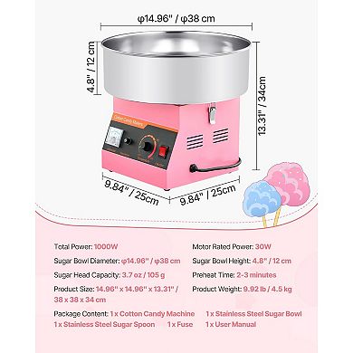 Electric Cotton Candy Maker for Parties with Food-Grade Stainless Steel Plate